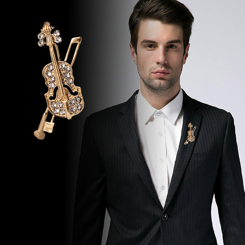 Men Accessories Brooch - 크리스탈 바이올린 브로치 쥬얼리 럭셔리 음악