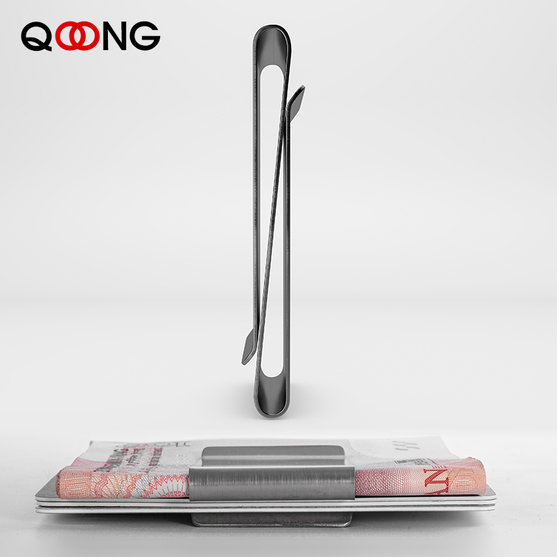 Money Clip Slim - QOONG 스테인레스 스틸 슬림 양면 남성