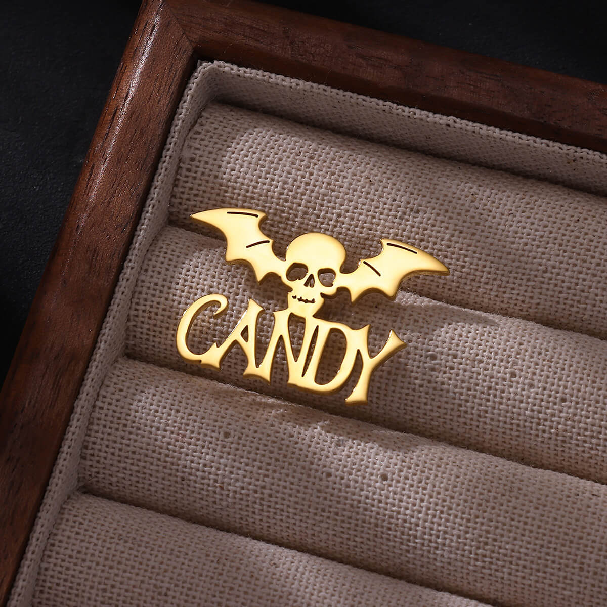 Men Accessories Brooch - 맞춤형 이름 해골 박쥐 브로치 남성용