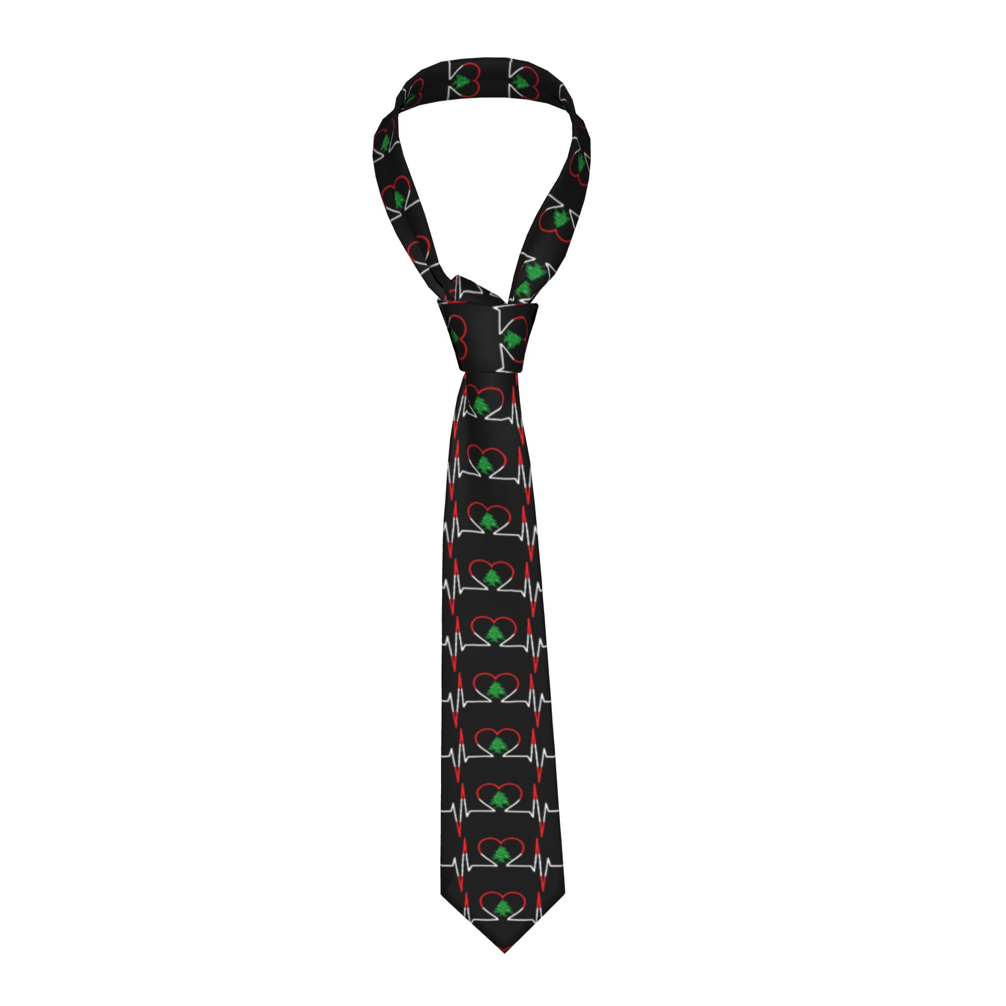 Men Accessories Lebanon - Heartbeat Ecg 레바논-레바논 국기 색상 넥타이