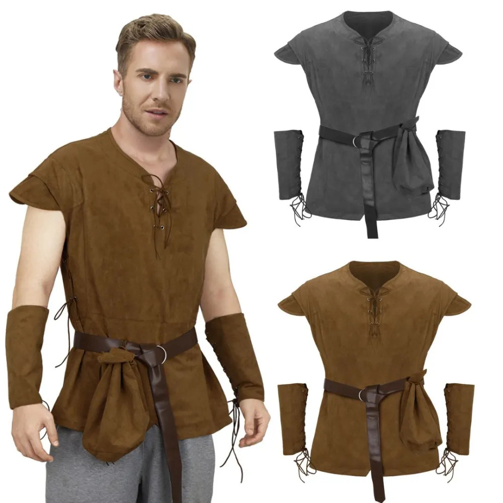Men'S Viking Accessories - 남성용 중세 레이스업 튜닉 셔츠 르네상스