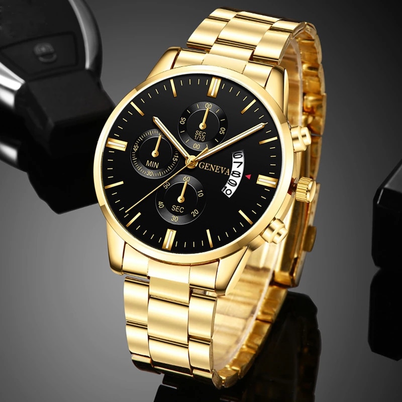 Men Accessories For Wrist - 남성용 골드 스테인레스 스틸 시계, 럭셔리
