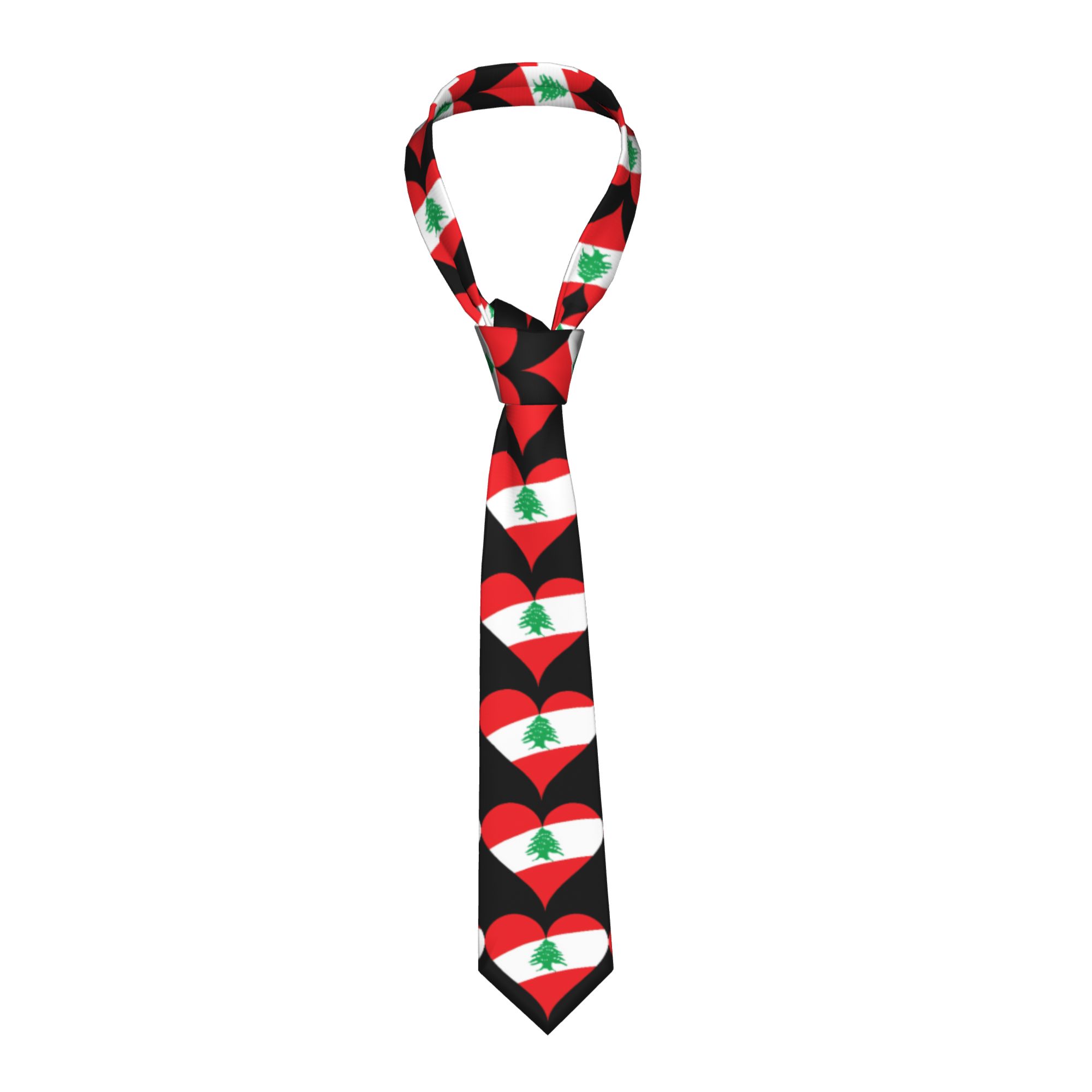 레바논 국기 하트 넥타이 웨딩 파티 넥타이 남성용 참신 - Men Accessories Lebanon 리뷰 및 가격