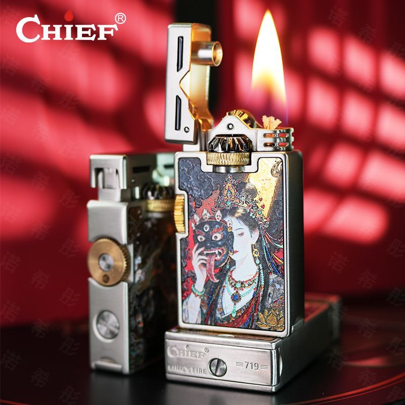 CHIEF 레트로 오일 라이터 방풍 사이드 슬립 그라인 - Lighter Windproof 리뷰 및 가격