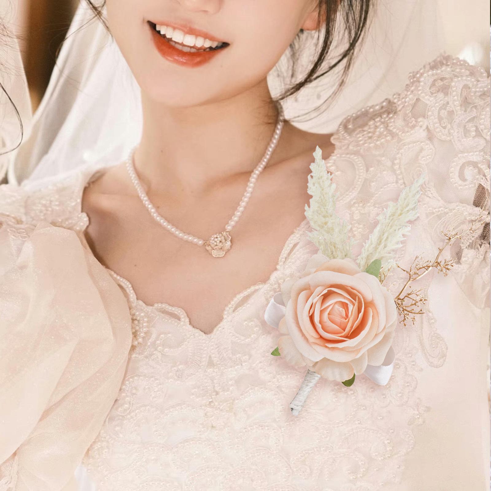 우아한 장미 부토니에 수제 인공 꽃 핀 신랑과 베스트맨 - Men Accessories Elegant 리뷰 및 가격