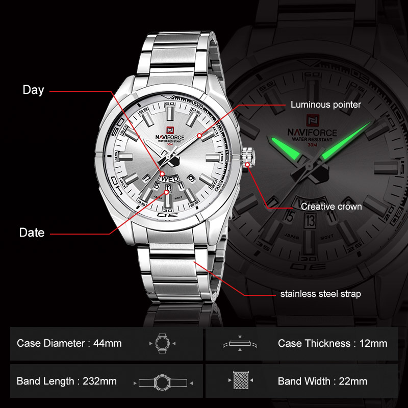 네비포스 브랜드 남성용 시계 풀스틸 방수 캐주얼 쿼츠  - Men Accessories For Wrist 리뷰 및 가격