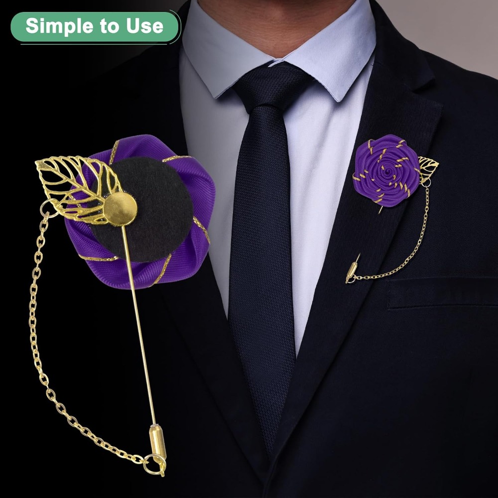장미 브로치 핀, 금박 장미꽃 브로치, 남성용 웨딩 액 - Men Accessories Brooch 리뷰 및 가격